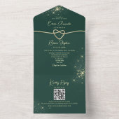 Invitation Tout En Un Mariage Emerald Green et Gold Parties scintillant (À l'intérieur)