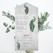 Invitation Tout En Un Mariage Emerald Green Peacock
