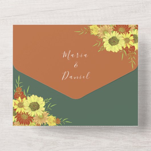 Invitation Tout En Un Mariage Emerald Green Rustic (Verso)