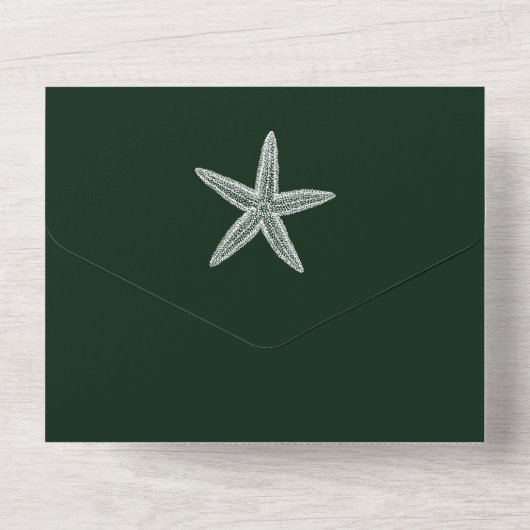 Invitation Tout En Un Mariage Emerald Green Starfish (Verso)
