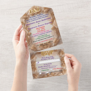 Invitation Tout En Un mariage en bois 3D