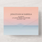 Invitation Tout En Un Mariage en bord de mer sous le soleil couchant (Verso)