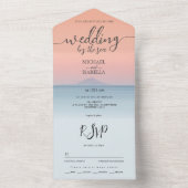 Invitation Tout En Un Mariage en bord de mer sous le soleil couchant (À l'intérieur)