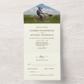 Invitation Tout En Un Mariage en créme tout compris RSVP (À l'intérieur)