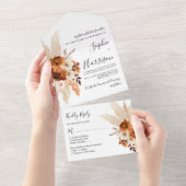 Invitation Tout En Un Mariage en herbe en terre cuite moderne Boho Pampa (Déchirure)