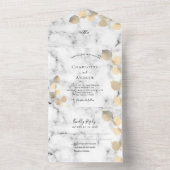 Invitation Tout En Un Mariage en marbre doré Eucalyptus (À l'intérieur)