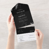 Invitation Tout En Un Mariage en marbre noir (Déchirure)