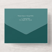Invitation Tout En Un mariage en marbre vert émeraude vert océan sécurit (Verso)