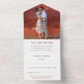 Invitation Tout En Un Mariage en terre cuite | Brûlé rouille orange RSVP (À l'intérieur)