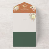 Invitation Tout En Un Mariage en terre cuite et saumon vert olive (Dehors)