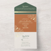 Invitation Tout En Un Mariage en terre cuite et vert Sage (À l'intérieur)