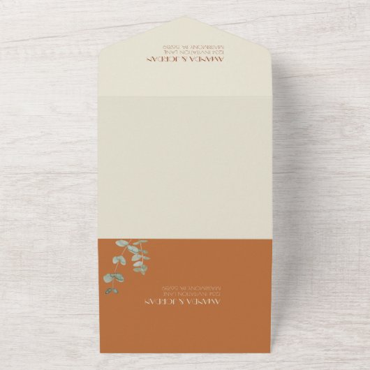 Invitation Tout En Un Mariage en terre cuite Eucalyptus Deco (Dehors)