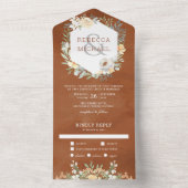 Invitation Tout En Un Mariage en terre cuite florale à l'aquarelle rusti (À l'intérieur)