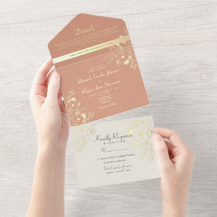 Invitation Tout En Un Mariage en Terre Cuite Florale Bohème