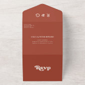 Invitation Tout En Un Mariage en terre cuite rétro élégant (Dehors)