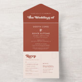 Invitation Tout En Un Mariage en terre cuite rétro élégant (À l'intérieur)