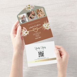 Invitation Tout En Un Mariage en terre cuite Sage Green Fall