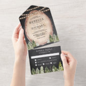 Invitation Tout En Un Mariage en tranche de bois rustique (Déchirure)