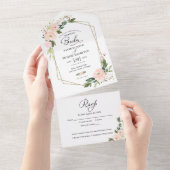 Invitation Tout En Un Mariage espagnol géométrique rose pâle (Déchirure)