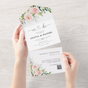 Invitation Tout En Un Mariage Ethereal Blush Rose