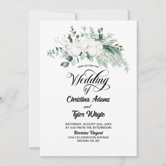 Invitation Tout en un Mariage Eucalyptus (Devant)