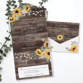 Invitation Tout En Un Mariage Eucalyptus de tournesol rustique avec RSVP