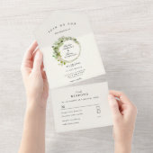 Invitation Tout En Un Mariage eucalyptus moderne et élégant (Déchirure)