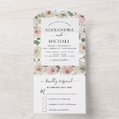 Invitation Tout En Un Mariage Eucalyptus rose Dusty RSVP (À l'intérieur)