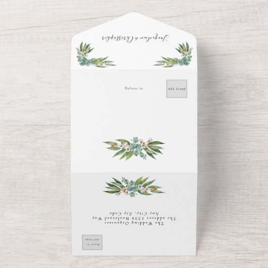 Invitation Tout En Un Mariage Eucalyptus Simplement Élégant RSVP Et (Dehors)