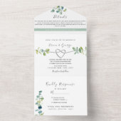 Invitation Tout En Un Mariage Eucalyptus Vert Sage (À l'intérieur)