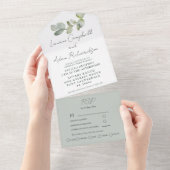 Invitation Tout En Un Mariage Eucalyptus Vert Sage Rustique (Déchirure)