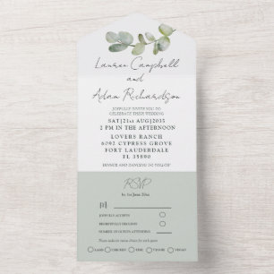 Invitation Tout En Un Mariage Eucalyptus Vert Sage Rustique