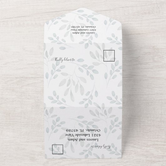 Invitation Tout En Un Mariage Eucalyptus vert Sage rustique (Dehors)