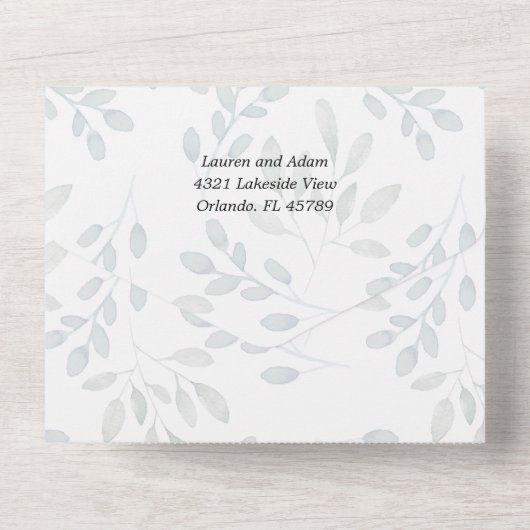 Invitation Tout En Un Mariage Eucalyptus vert Sage rustique (Verso)