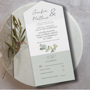 Invitation Tout En Un Mariage Eucalyptus Vert Sage Rustique