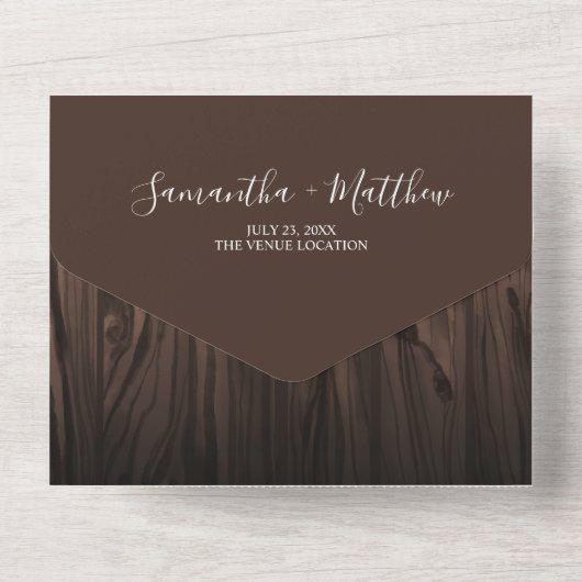 Invitation Tout En Un Mariage extérieur simple moderne Rustique (Verso)