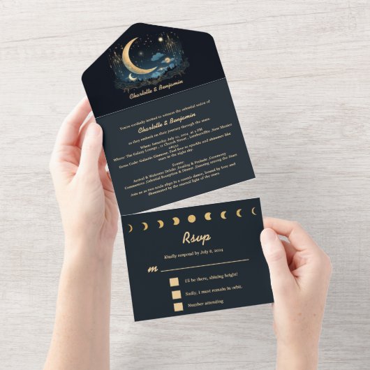 Invitation Tout En Un Mariage Fantastique Céleste Unique (Déchirure)