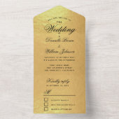 Invitation Tout En Un Mariage Faux Gold Foil Élégant script noir RSVP (À l'intérieur)