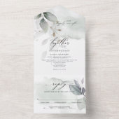 Invitation Tout En Un Mariage Feuillage Vert Sauge (À l'intérieur)