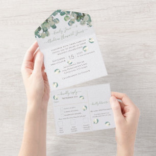 Invitation Tout En Un Mariage Feuille de la couronne d'Eucalyptus tous e