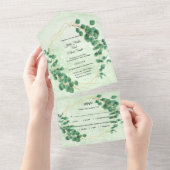 Invitation Tout En Un Mariage Feuille Eucalyptus Géométrique (Déchirure)