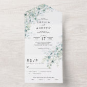 Invitation Tout En Un Mariage Feuille Eucalyptus Greenery (À l'intérieur)