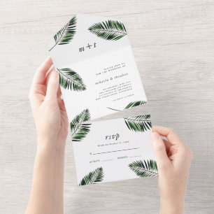 Invitation Tout En Un Mariage Feuille Palm