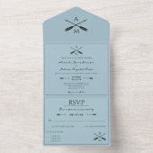 Invitation Tout En Un Mariage Flèches et monogrammes | Aqua (À l'intérieur)