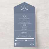 Invitation Tout En Un Mariage Flèches et monogrammes | Dusty Blue (À l'intérieur)