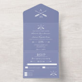 Invitation Tout En Un Mariage Flèches et monogrammes | Périwinkle (À l'intérieur)