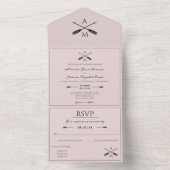 Invitation Tout En Un Mariage Flèches et monogrammes | Rose (À l'intérieur)