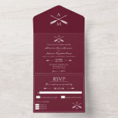 Invitation Tout En Un Mariage Flèches et monogrammes | Rouge à vin (À l'intérieur)