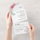 Invitation Tout En Un Mariage Fleur Rose Blush (Déchirure)