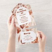 Invitation Tout En Un Mariage Fleur sauvage Aquarelle Bourgogne (Déchirure)